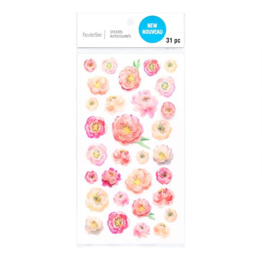 Watercolor Peony Dimensional Stickers by Recollections&#x2122;